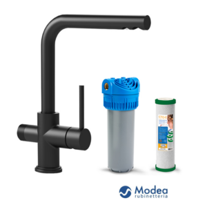 Μπαταρία πάγκου MODEA LINE με συσκευή φίλτρου νερού black matt