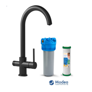 Μπαταρία πάγκου MODEA LINE με συσκευή φίλτρου νερού black matt