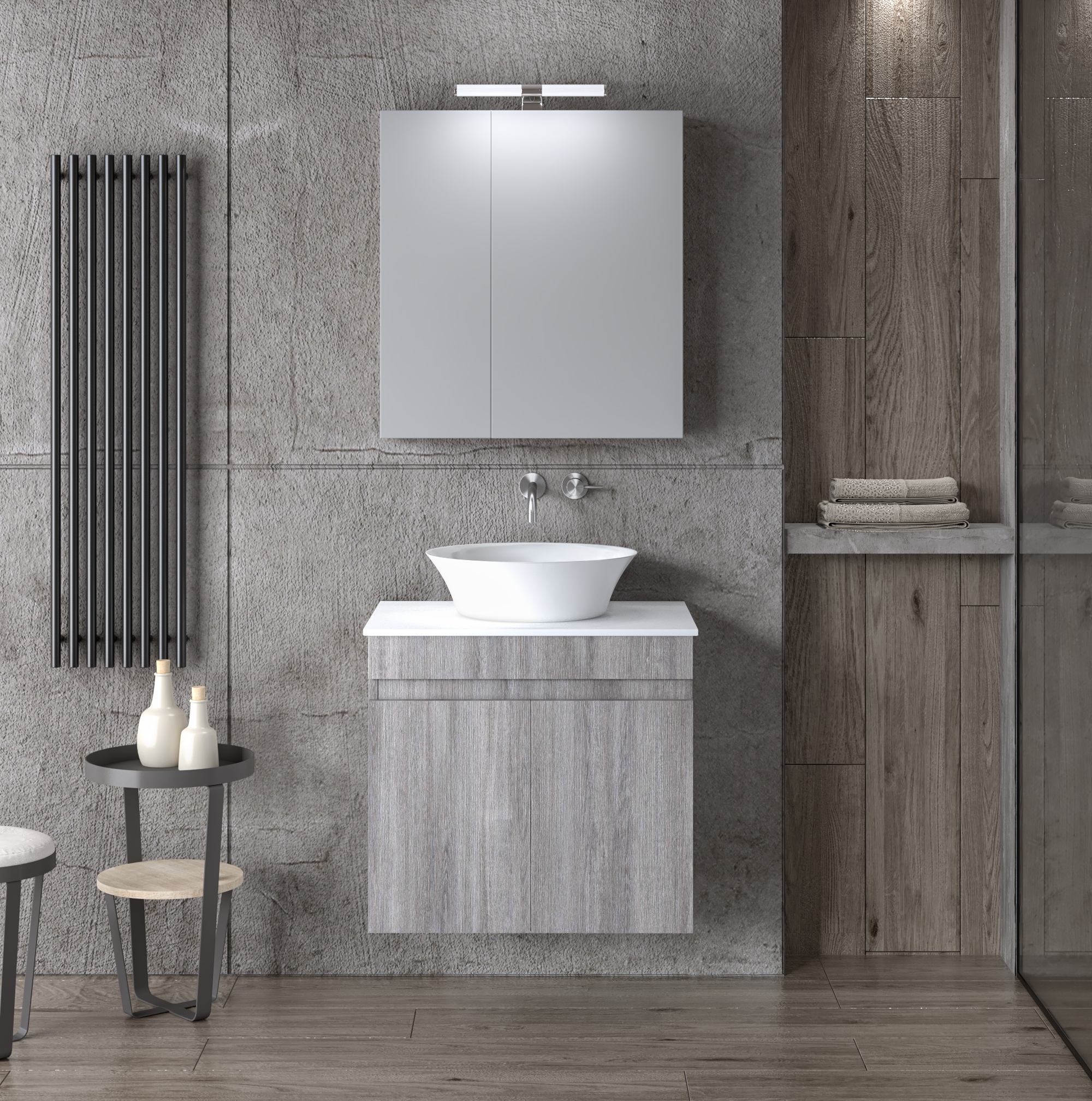 Σετ έπιπλο μπάνιου OMEGA GREY TOP